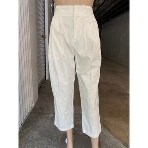 NWT Abercrombie & Fitch Womens High Rise Pleated Crop Pants Size 27 Short Beige